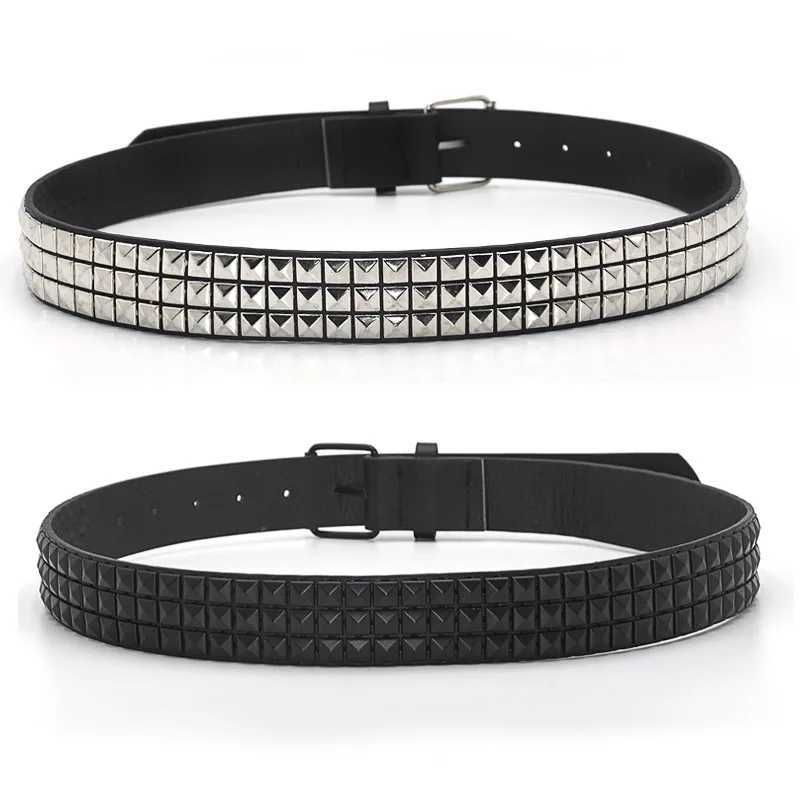 Fashion rivet strap mens and womens screw strap punk rock with pin buckle direct shipping black W240807