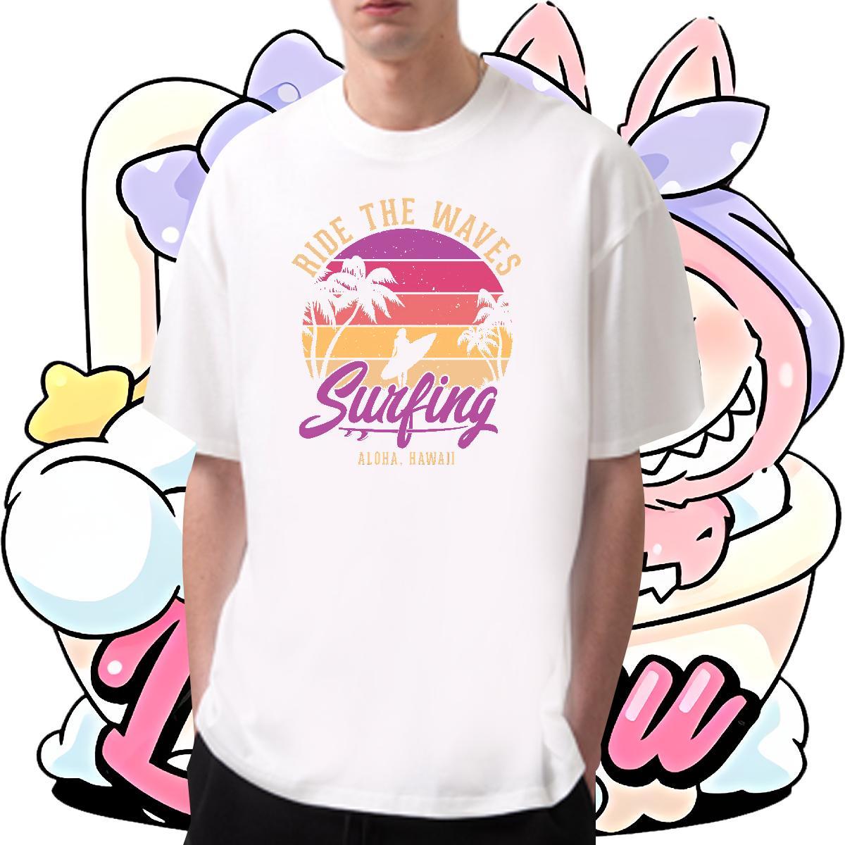 Free Shipping Couples T Shirts Home Outdoor 230g Cotton White Plus Size Crew Neck tree T-Shirts for Men Classic Casual Tees Shirts