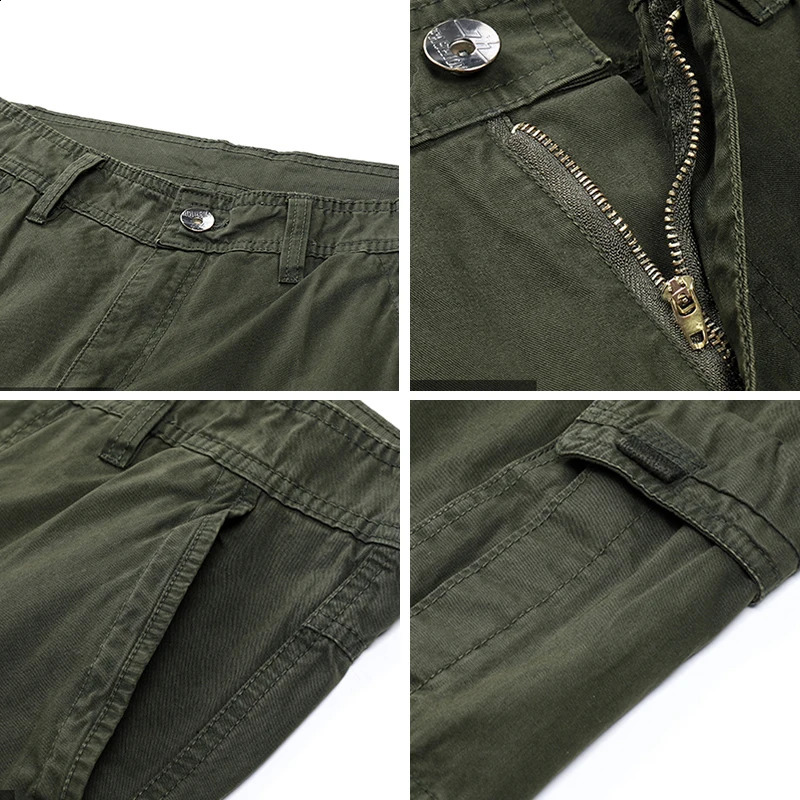 Mens 100% pure cotton fashionable casual sports mountain climbing breathable cargo pants mens straight leg multi pocket 240812