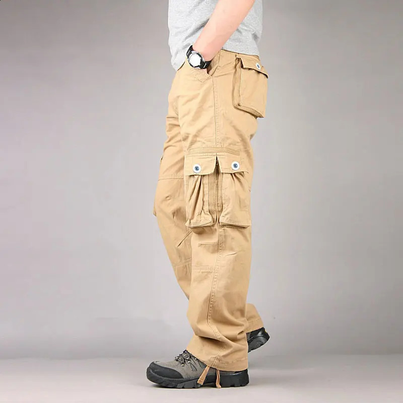 Spring and autumn mens cargo pants cotton casual multi pocket Pantalon fashion tactical 240812