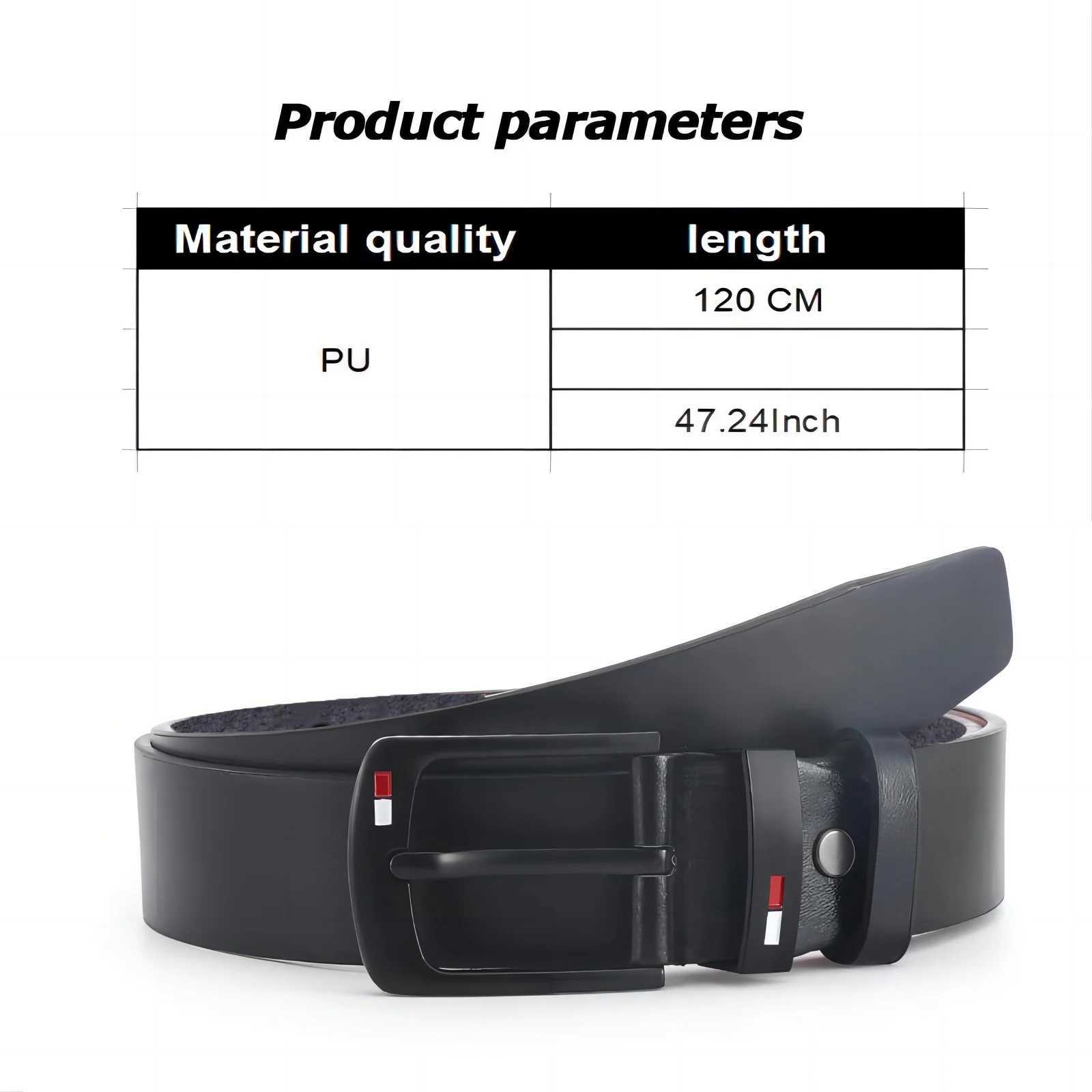 Fashion mens PU alloy square buckle business casual belt winter black mens jeans belt W240807