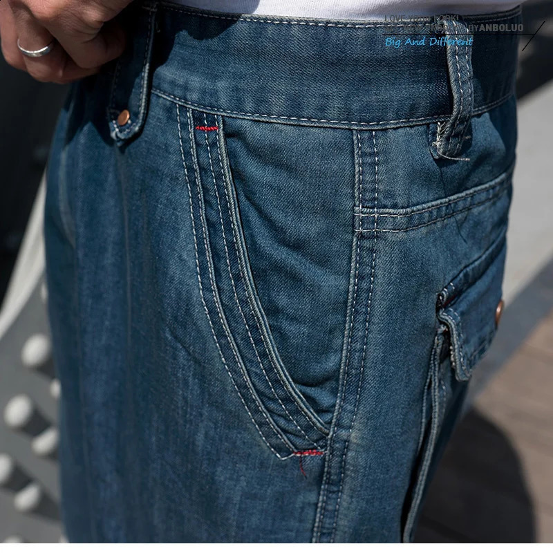Summer Denim Cargo Cropped Pants Big Pocket Mens Shorts Hip Hop Loose Plus Fat Size Jean Short Male 240812