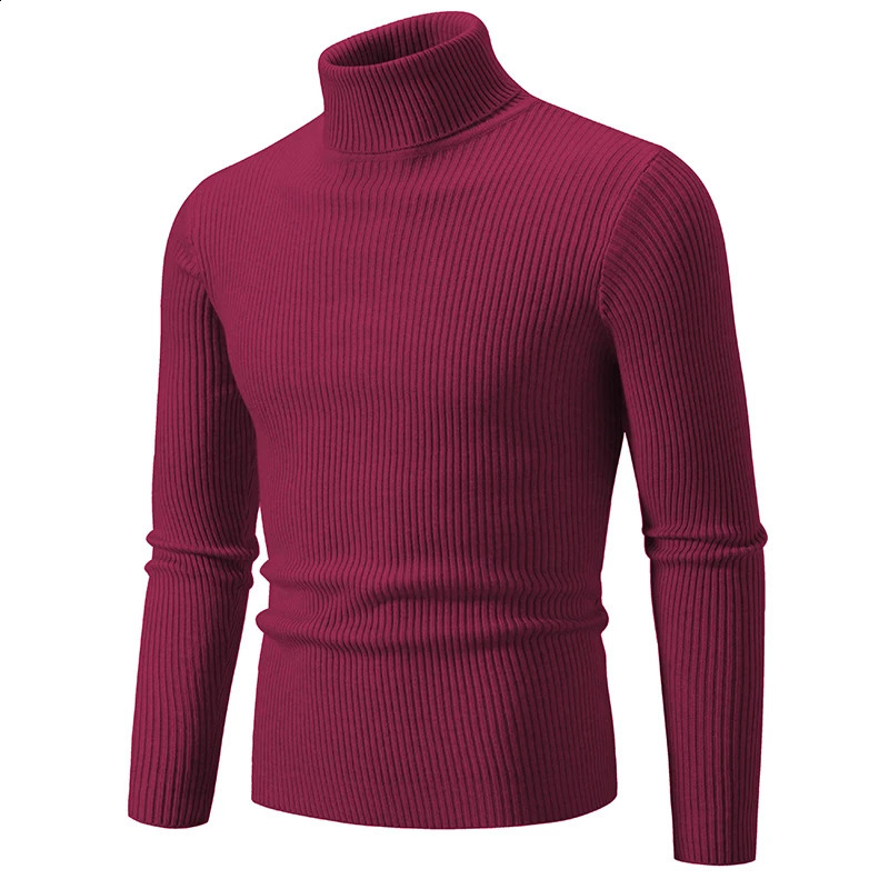 Cool trend mens high neck sweaters floral knit warm casual clothing knitted 240812