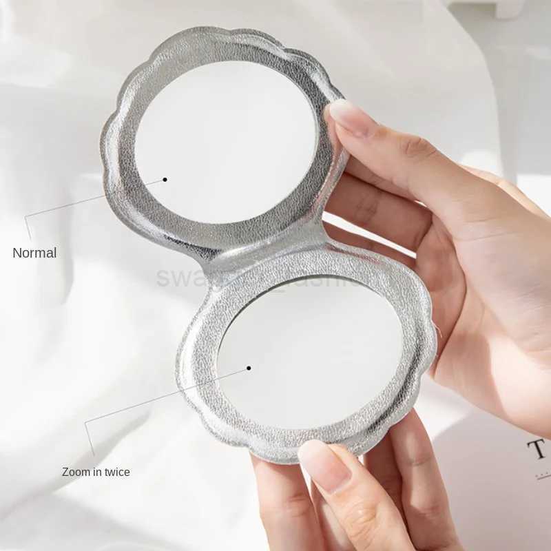 Dream Laser Color Shell Shape Makeup Mirror 2X Magnifying Mirror Portable Double-sided Folding Pocket Kawaii Makeup AccessoriesXJ240813