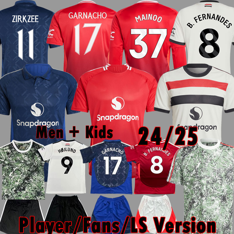 MAINOO 24 25 HOJLUND RASHFORD CASEMIRO ZIRKZEE soccer jerseyS Stone Roses Collection GARNACHO 2024 2025 B. FERNANDES Kids MAN football shirt kit set Uniforms 3XL 4XL