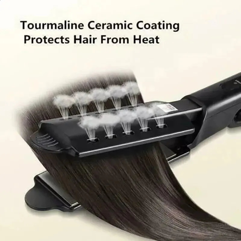 Wide Plate Ionic Flat Iron Hair Straightener Gray High Tech Professional Steam Hair Straightener Adjustable Temperature 4 Gear 240808
