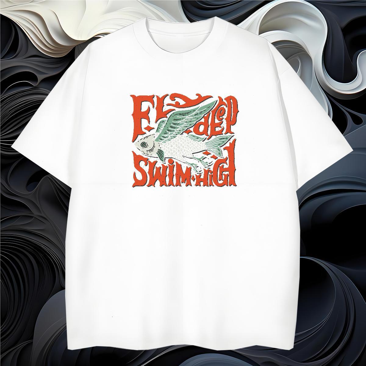 Cool Design T Shirt For Man fish Crew Neck Summer Casual Custom Big Size 230g Pure Cotton Mens Tshirts New Designer Clothes