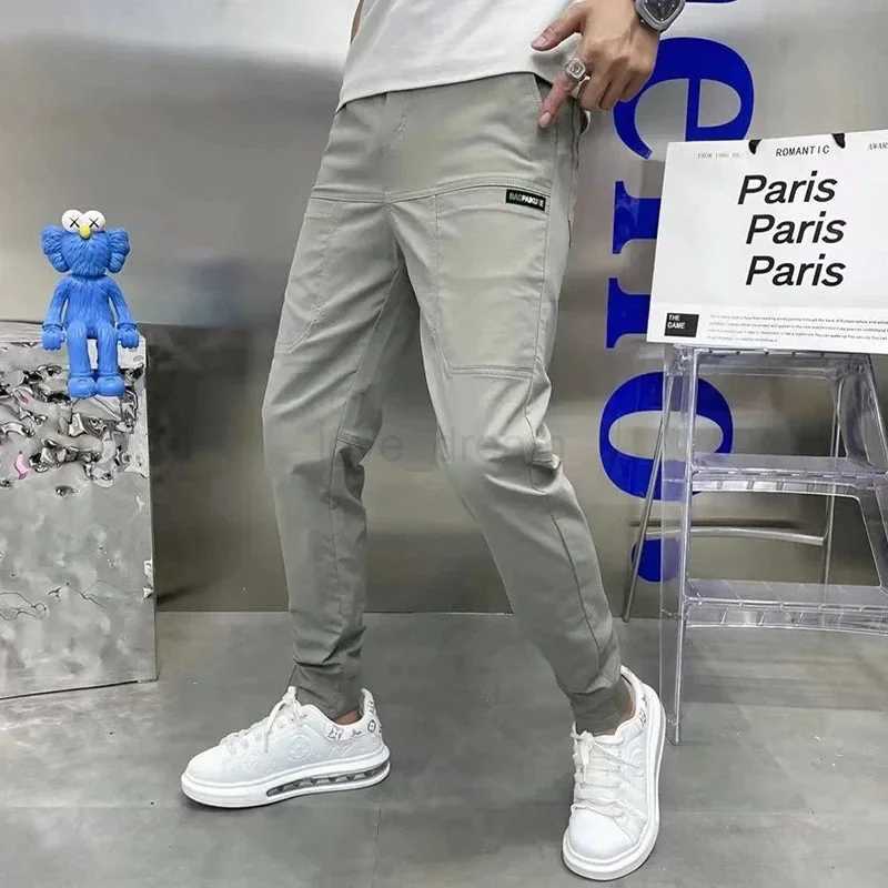 Mens High Stretch Multi-pocket Skinny Cargo Pants Multi-pocket Sweatpants Solid Color Casual Work Outdoor Joggers TrousersXJ240813