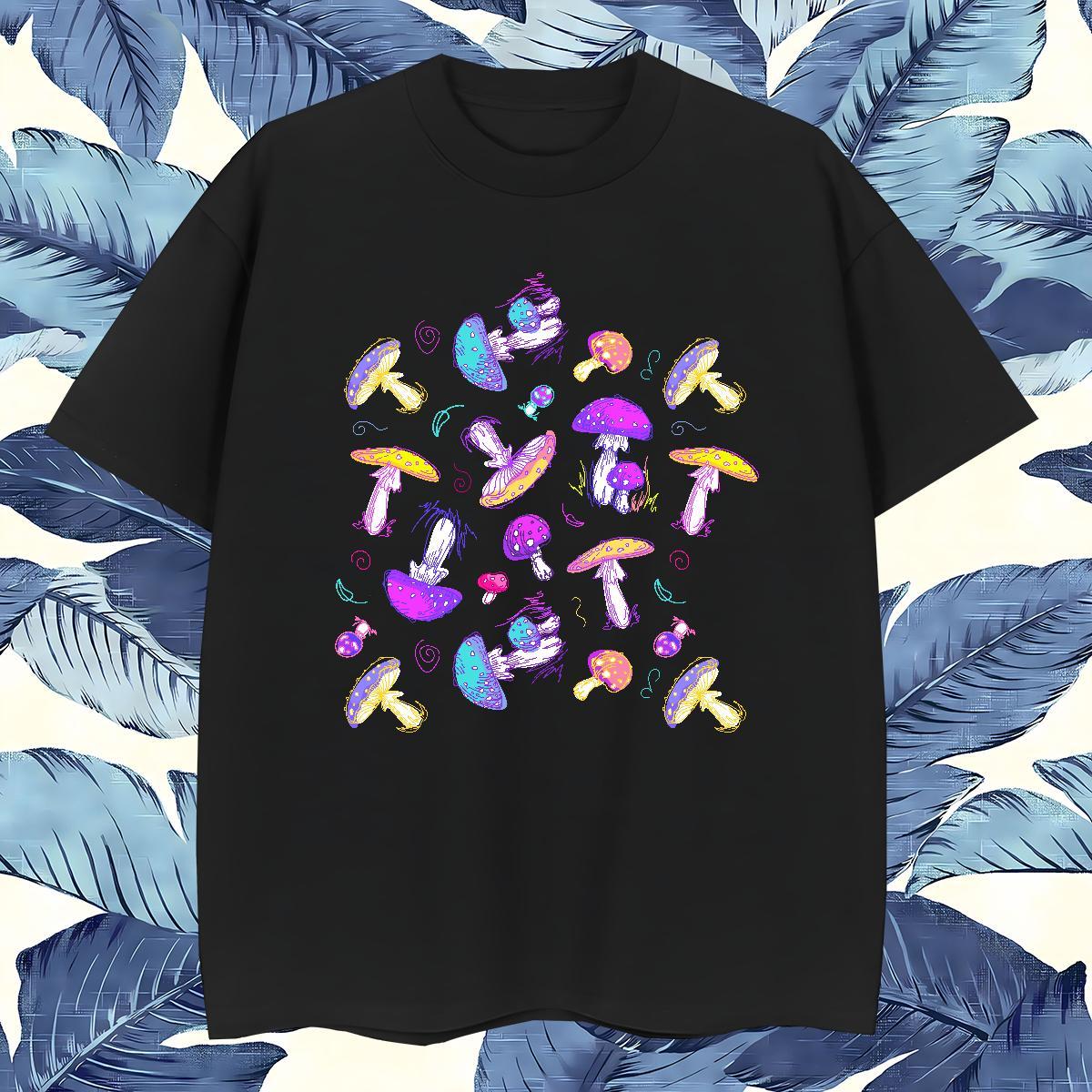 High Quality mushroom T shirt Sport Tshirt for Man Woman 100% Cotton 230g Customized Short Sleeve O-Neck Floral Print Tops Shirt