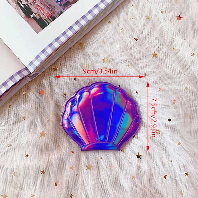 Shell Compact Mirror Makeup Mirror Portable PU Leather 1 2 Magnifier Make Up Mirrors Girls 2-Face Pocket Cosmetics Mirror 1PCSXJ240813