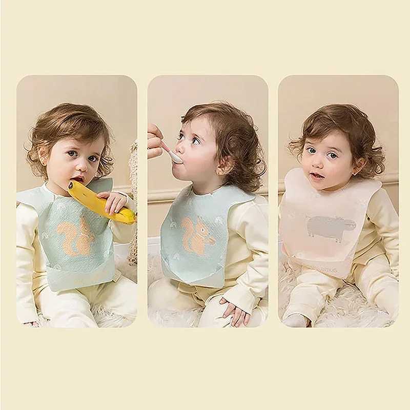 Bibs Burp Cloths Waterproof Soft Silicone Baby Bib Cute Cartoon Print Adjustable Baby Bib Lunch Feeding Tools for Girls and Boys ChildrenL4812