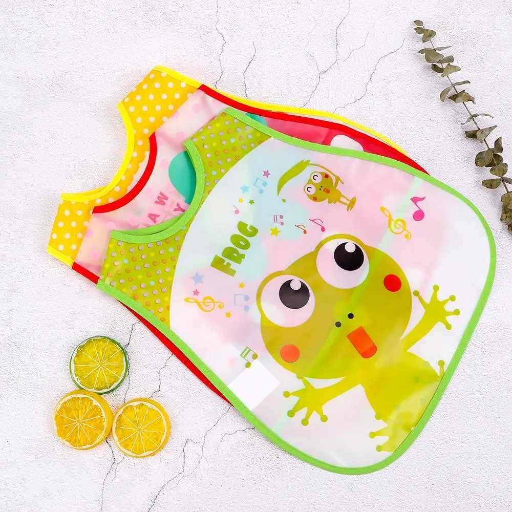 Bibs Burp Cloths Burp Smock Series Infant Kid Saliva Bib Kids Plastic Cloth Lunch Translucent Bibs/Cute Pattern Towel Baby Bibs WaterproofL4812