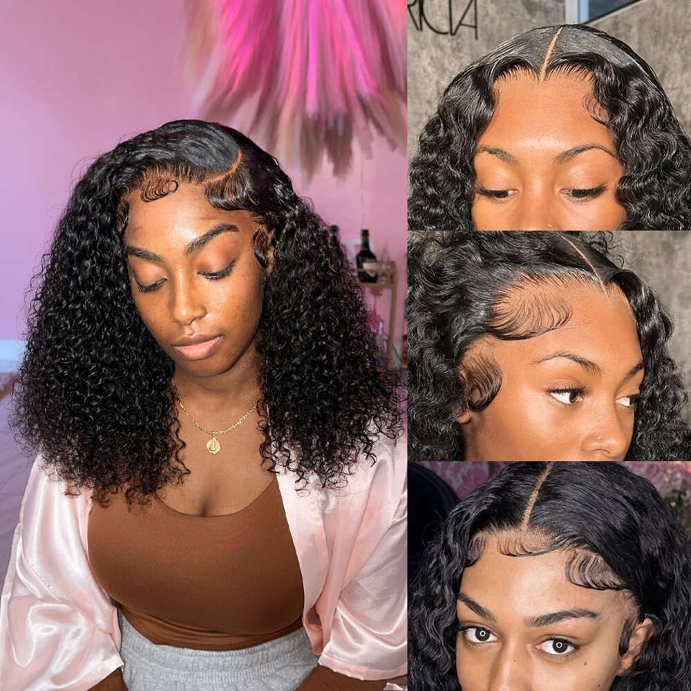 250% Deep Short Bob 13X4 13X6 Transparent Lace Frontal Human Hair Wigs Water Wave 5X5 Closure Wig For Women