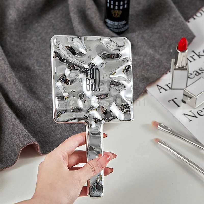 1Pcs Liquid Shape Square Mirror Mini Hand-held Desktop Cosmetic Makeup Mirror Travel Metallic Portable Beauty Mirror For HandbagXJ240813