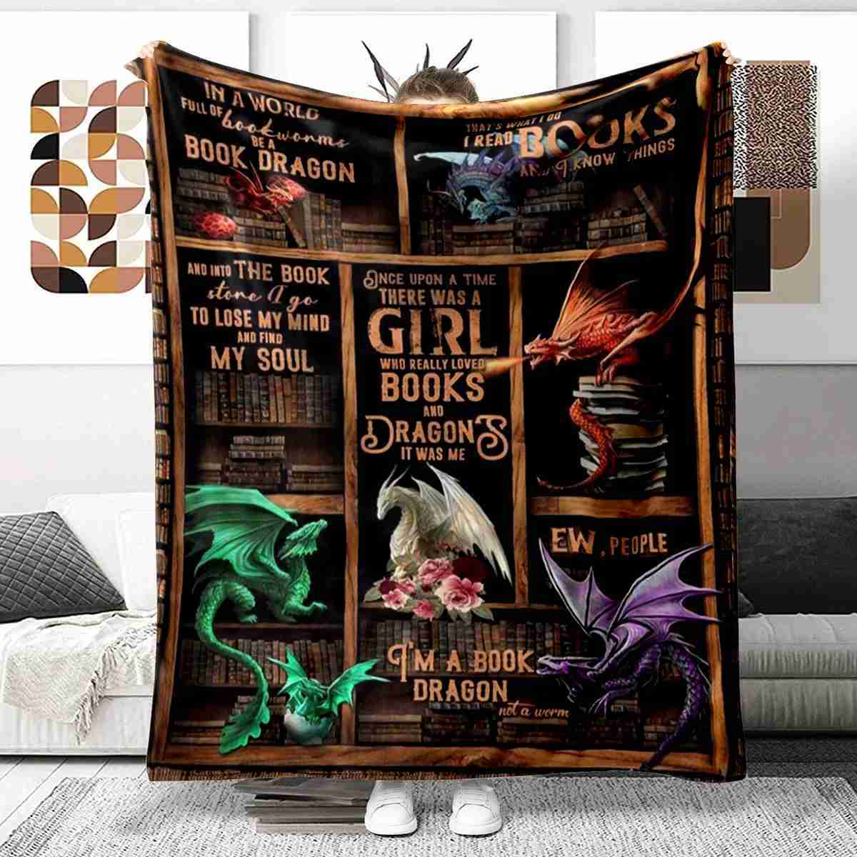 Animal Dragon Blanket Ultra Lightweight Soft Plush Flannel Throws Blanket for Sofa Bed Couch best Office GiftsXJ240813