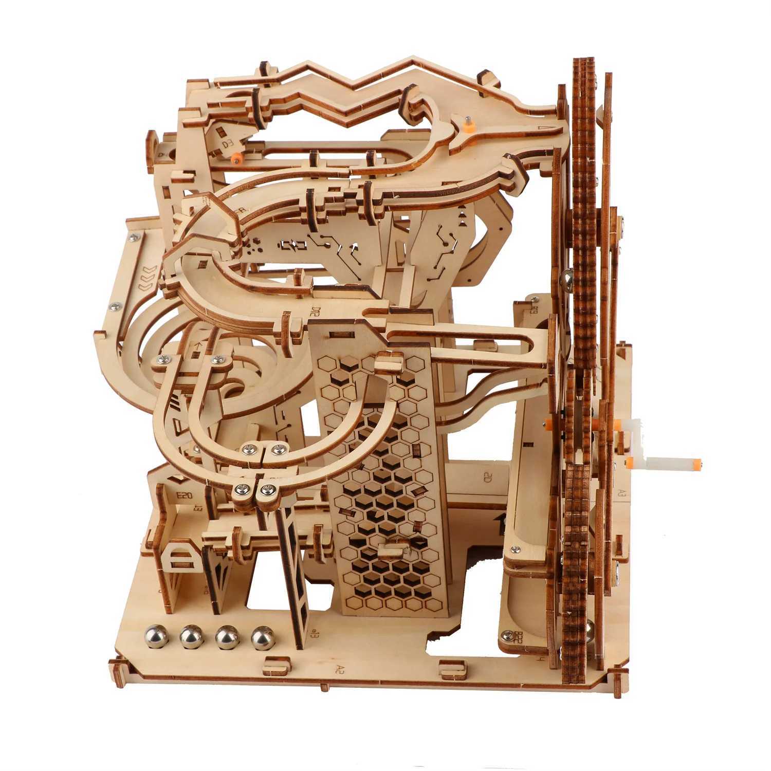 3DWooden Mechanical Puzzle Network City Marble Model Block Toolkit Model CraftsmanshipIncluding Marbles Birthday Christmas Gifts Y240812