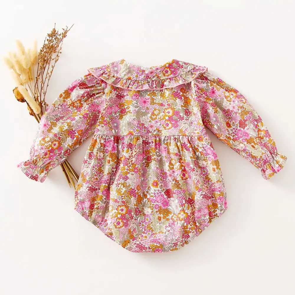 Fashionable floral baby girl Playsuit summer soft cotton newborn baby girl one-piece baby holiday clothing W240812