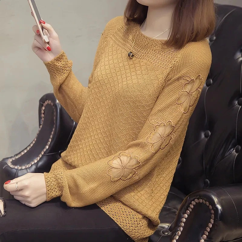 Spring Warm O-neck Flared Sleeve High Elastic 2024 Solid Color Knit Women Sweater Jumper O-neck Elegant Sweet Casual Pullov Top 240813