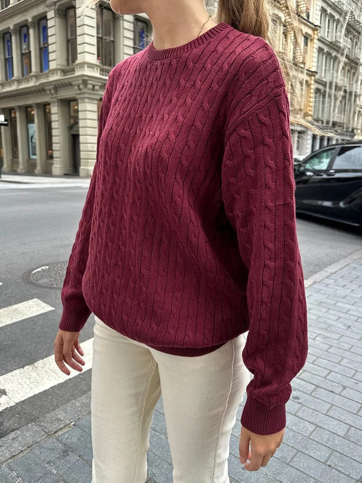 Twisted Flower Vintage Sweater Woman Autumn O-Neck Long Sleeve Pullover Preppy Style Casual Streetwear Jumper Sweaters Top Chic 240812