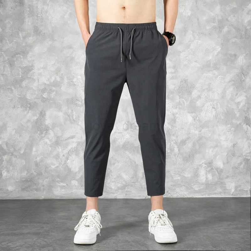 Korean Ice Silk MenS Summer Thin Fashion Brand Loose And Versatile Quick Dry Casual Pants 9-Point Sports Trousers BoyXJ240813