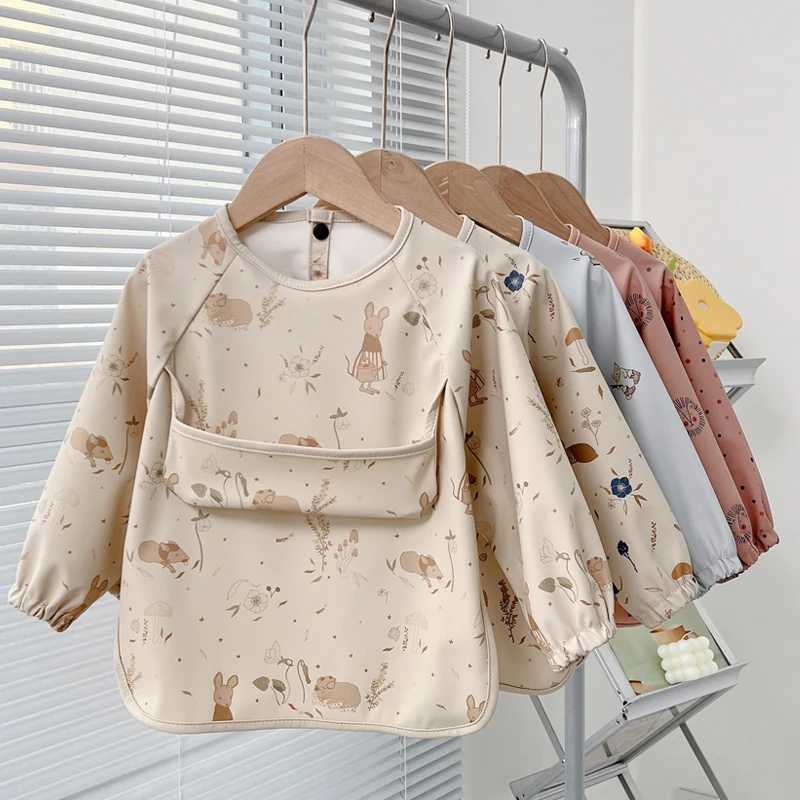 Bibs Burp Cloths Cute Baby Bibs Toddler Baberos Bavoir Waterproof Long Sleeve Apron Cartoon Animals Children Feeding Smock Bib Baby Stuff 0-5YL4812