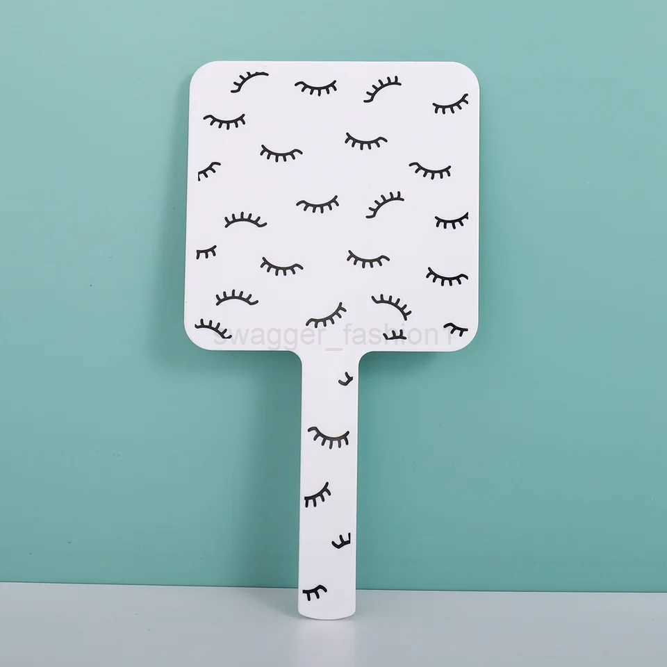 1pc Handheld Makeup Mirror Portable Small Mirror Square Mirrors With Handle Creative Design Handheld Mirror Travel EssentialsXJ240813