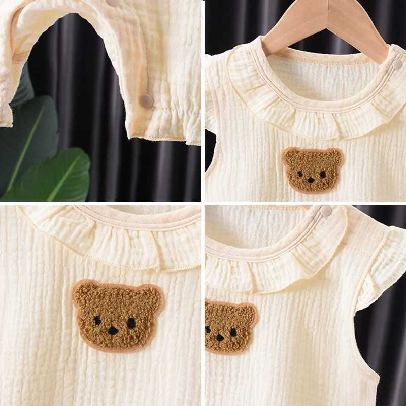 Cotton Summer Baby Hoodie Set 2pcs Bear Cotton Newborn Hoodie Boys and Girls Clothing Preschool Onesie Baby Set W240812