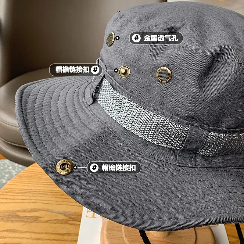 Customized Printing Four Seasons UV resistant Hiking Hat Outdoor Fishermans Western Cowboy Wind Sunshade Camping Mens 240812