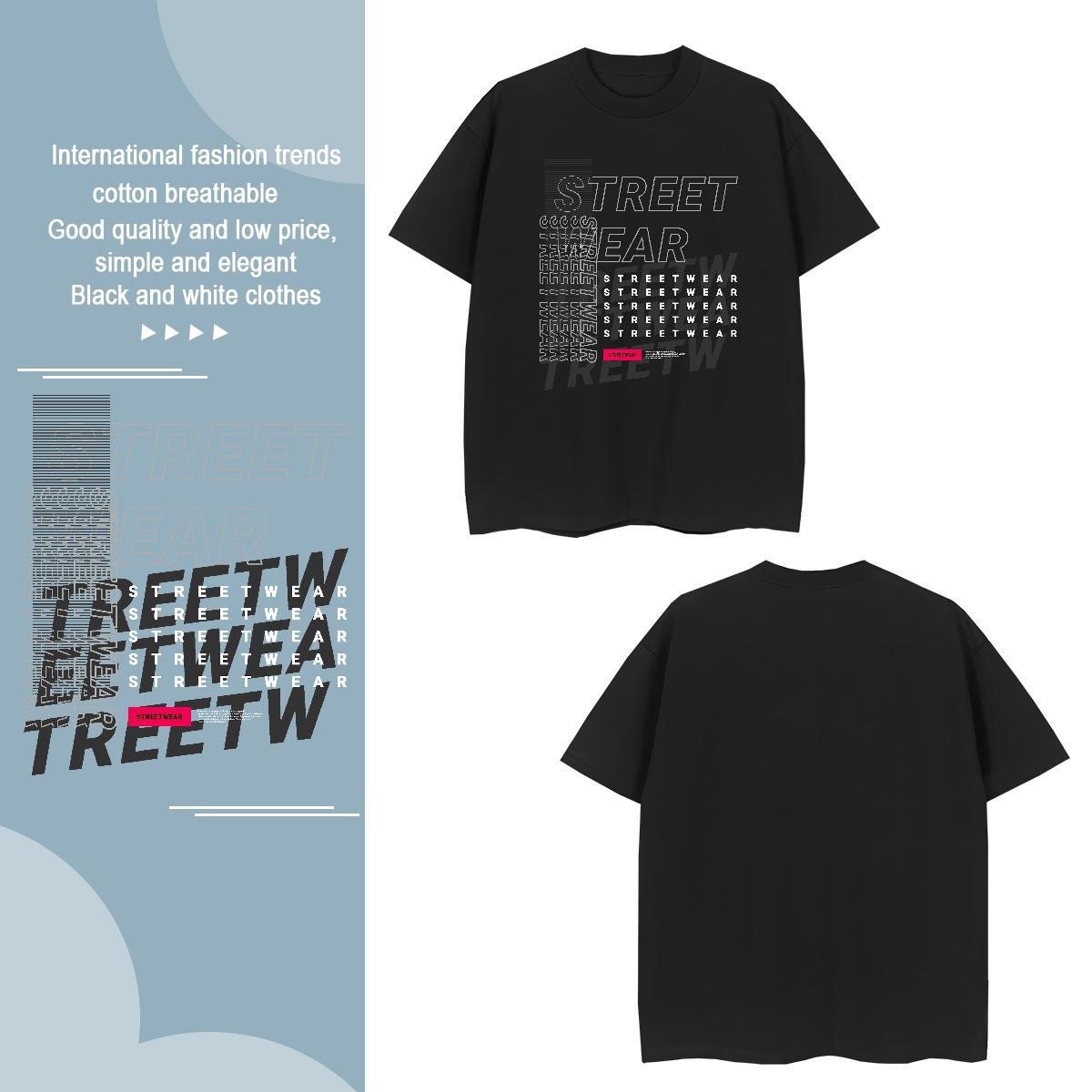 TOP Quality letter T-Shirts for Men Sport Men Clothes T-Shirt 100% Cotton 230g 2024 New Crew Neck DIY Anime Tops Shirt