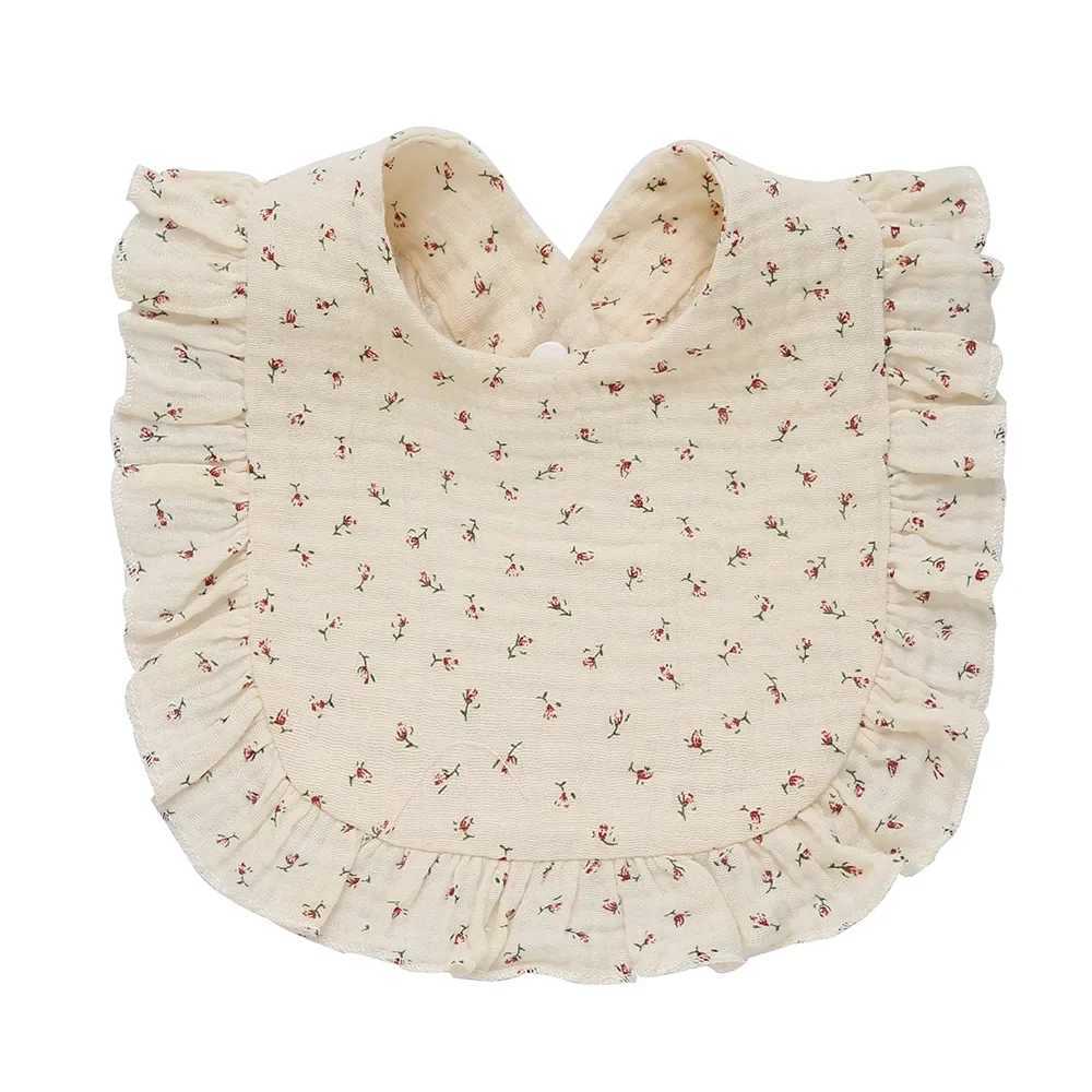 Bibs Burp Cloths Korean Style Baby Feeding Drool Bib Ruffle Floral Infants Saliva Towel Soft Cotton Burp Cloth For Newborn Toddler Kids Bibs NewL4812