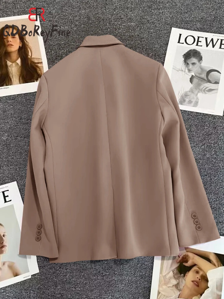 Women Blazer Spring 2024 in Office Long Sleeve Tops Casual Blazer and Jackets Double Breasted Coat Suit Female Chic Outwear 240813