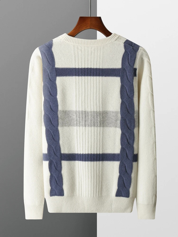 Thick Twisted Comparison 100% Merino Wool Sweater Mens OCollar Pullover Knitted AutumnWinter Casual Loose Large Jacket Top 240812