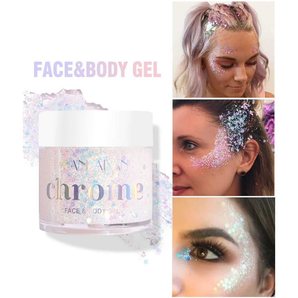 Body Glitter I 6 Colors+Glitter Glue for Face Glitter Makeup Hair Eye Fine Glitter Eyeshadow - Perfect Halloween W240812