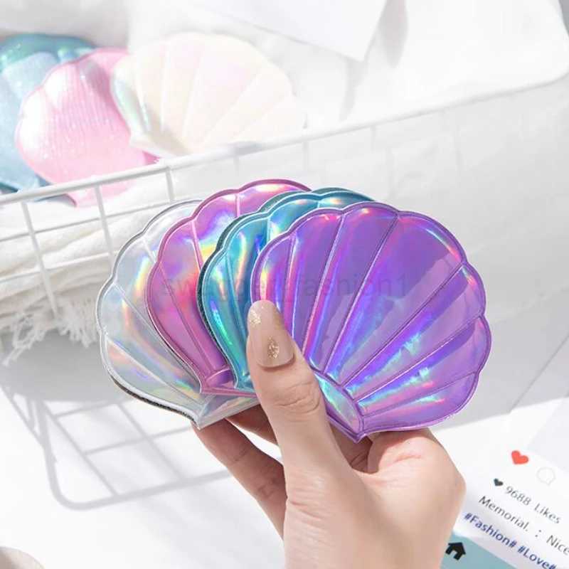 Dream Laser Color Shell Shape Makeup Mirror 2X Magnifying Mirror Portable Double-sided Folding Pocket Kawaii Makeup AccessoriesXJ240813