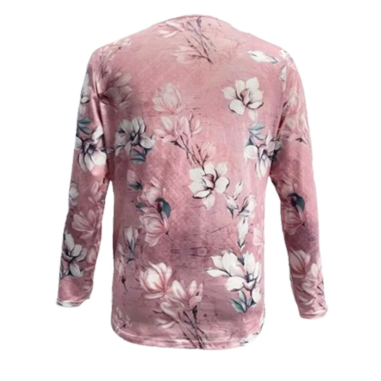 Women's Spring and Autumn Printed Shirt V-neck Long sleeved Top for Women