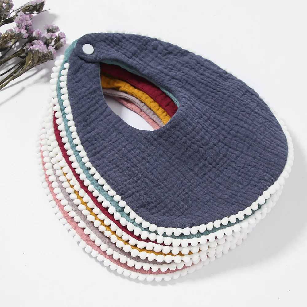 Bibs Burp Cloths Korean Style Baby Feeding Drool Bib Solid Infants Lace Crepe Saliva Towel Soft Cotton Burp Cloth For Newborn Toddler Kids BibsL4812