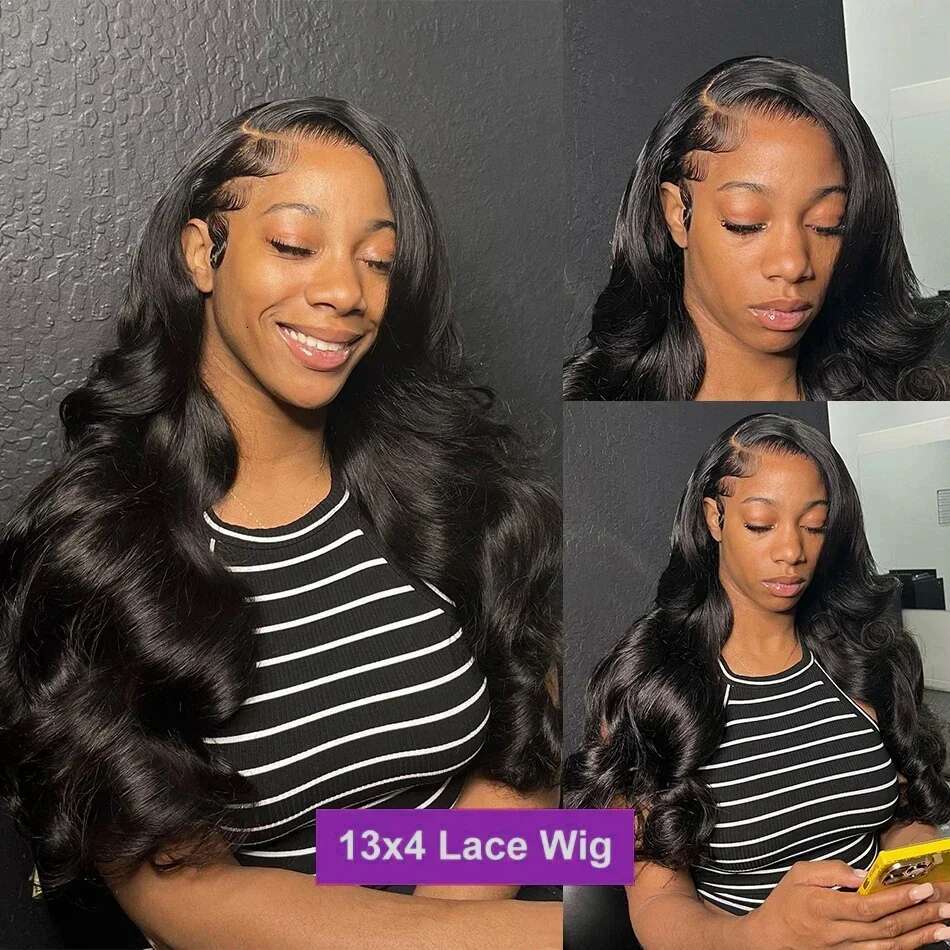 250 Density Transparent 13X6 Body Wave Frontal Wigs Human Hair 28 30 32 Inch 13X4 Lace Front Wig Brazilian Natural Black