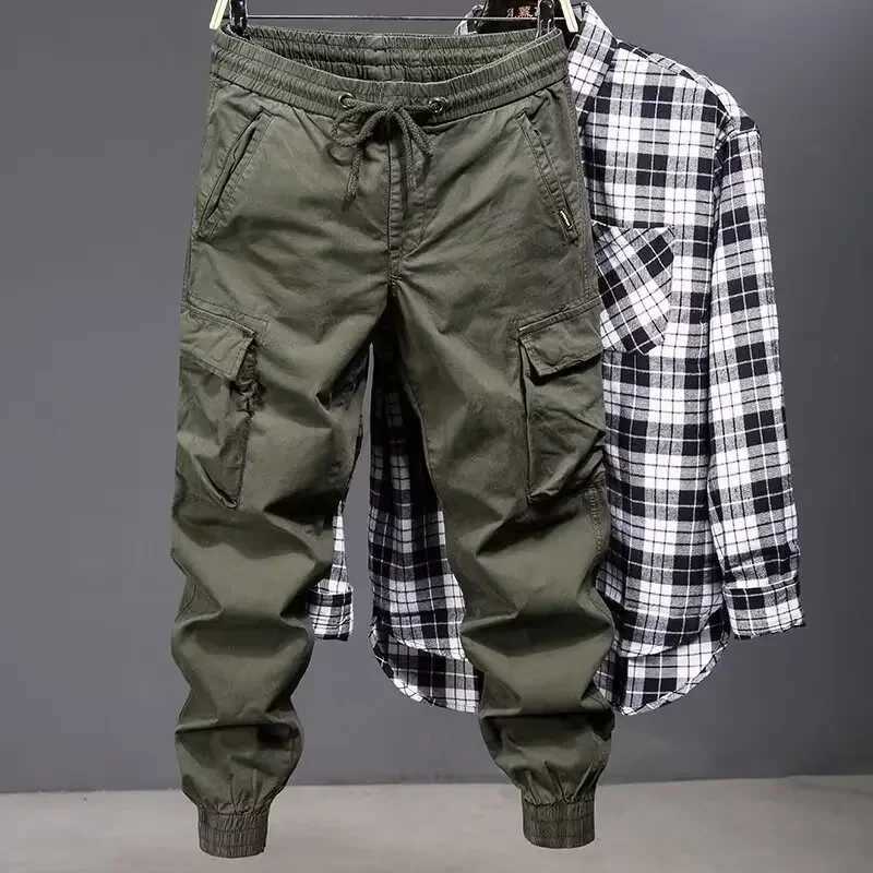 Trendy Loose-fit Military Travel Cargo Pants For Men Four Seasons Outdoor Climbing Casual Pants Multiple PocketsXJ240813