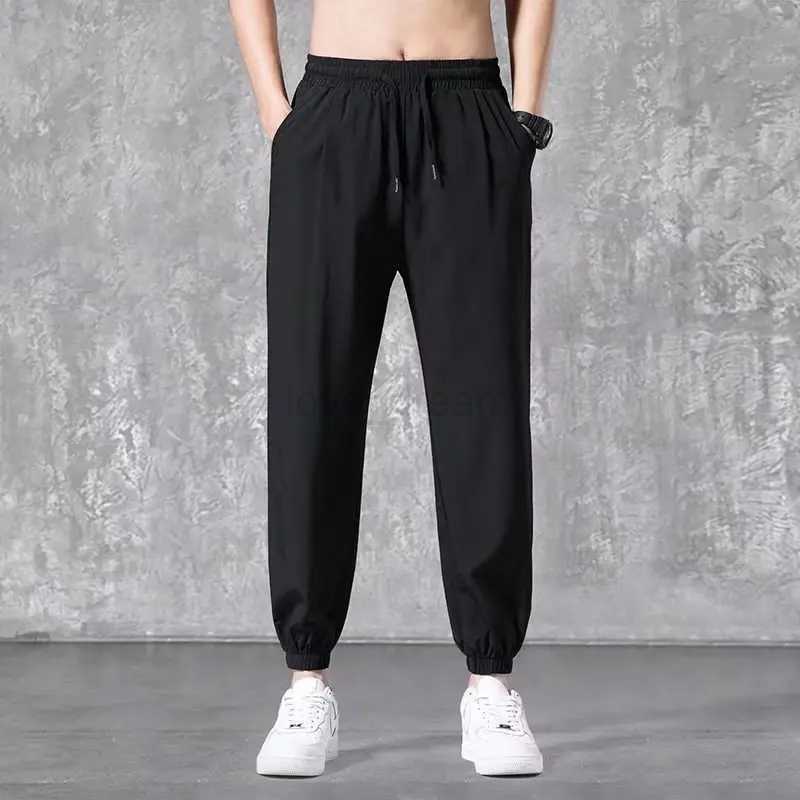 Mens Summer Thin Jogger Hiphop Pants New Men Straight Tube Loose Wide Leg Tied Casual Sports Pants Fashion Mens SweatpantsXJ240813