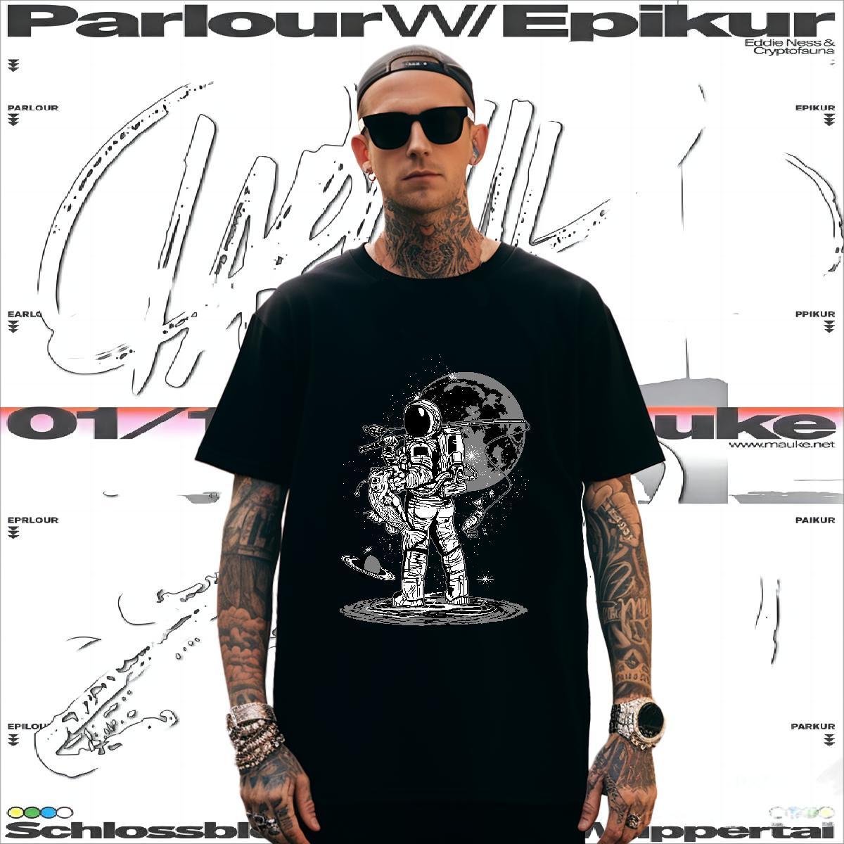 Mens T Shirts 100% Cotton 230g planet Casual Beach Breathable Short Sleeve Black White Men Tops Tees New Designer Classic Wear