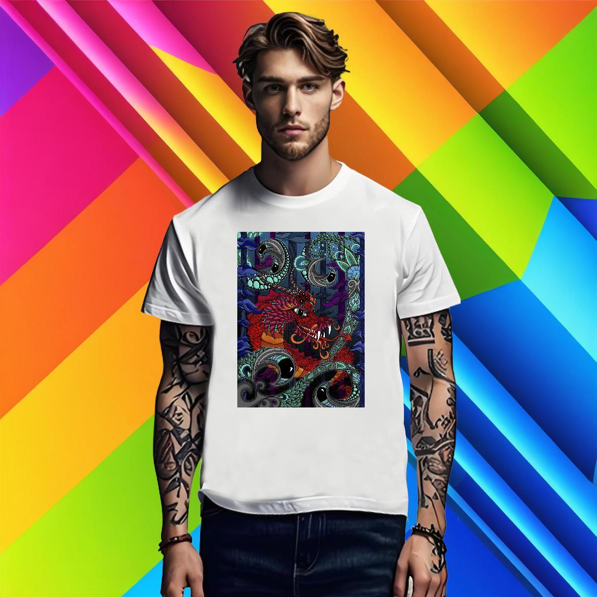Man T Shirts 100% Cotton 230g dragon Casual Beach Breathable DIY Printed Couples T Shirts Fashion Design Wholesale Top Tees
