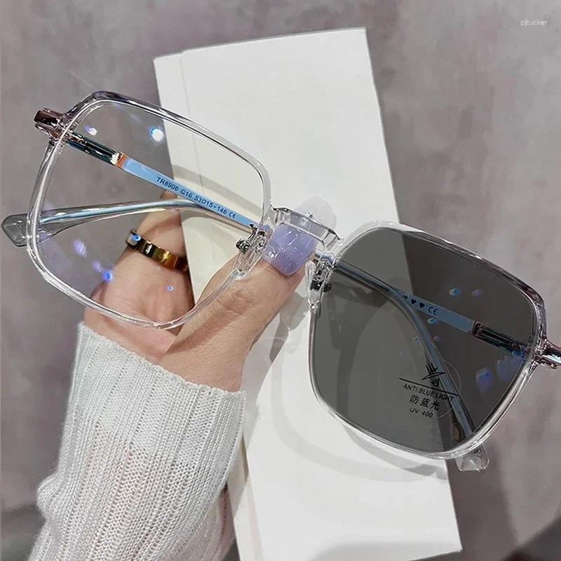 Sunglasses Style Pochromic Reading Glasses For Women Fashion Presbyopia Eyeglasses Oversize Frame Color Changing To 4.0