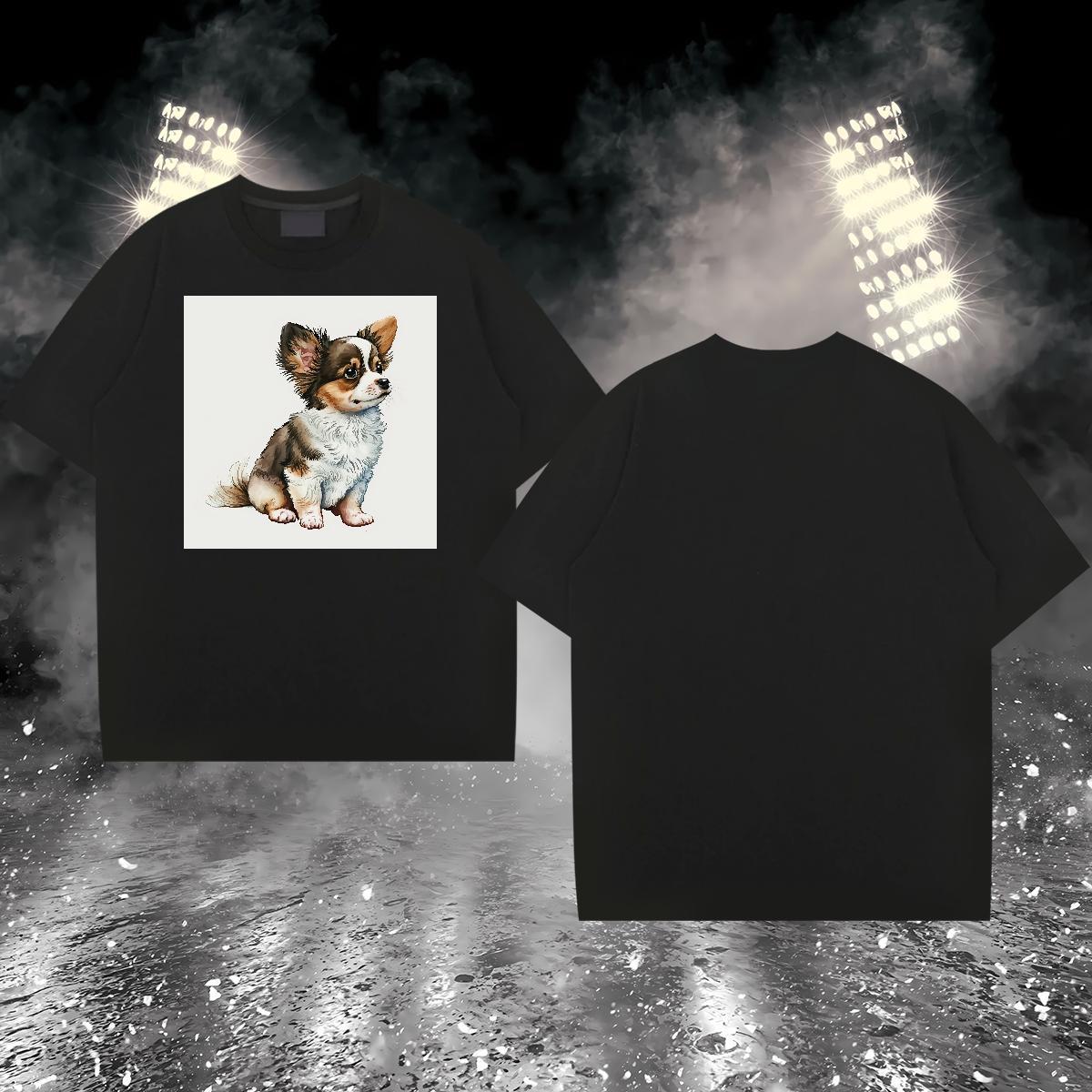 Classic Casual Tshirt for Man Woman Dog Hip Hop Street 230g Pure Cotton Tops Tees Breathable Crew Neck Cool T shirt Cartoon Printing L-4XL