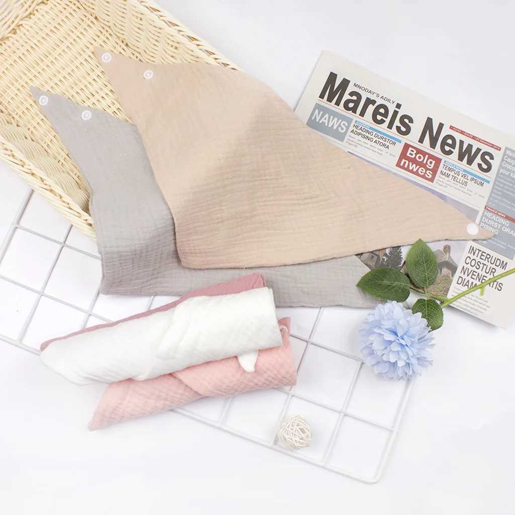 Bibs Burp Cloths New Thin Baby Gauze Triangle Towel with Double-layer Snap Closure Newborn Bib Baby Saliva Towel Baberos Beb BibL4812