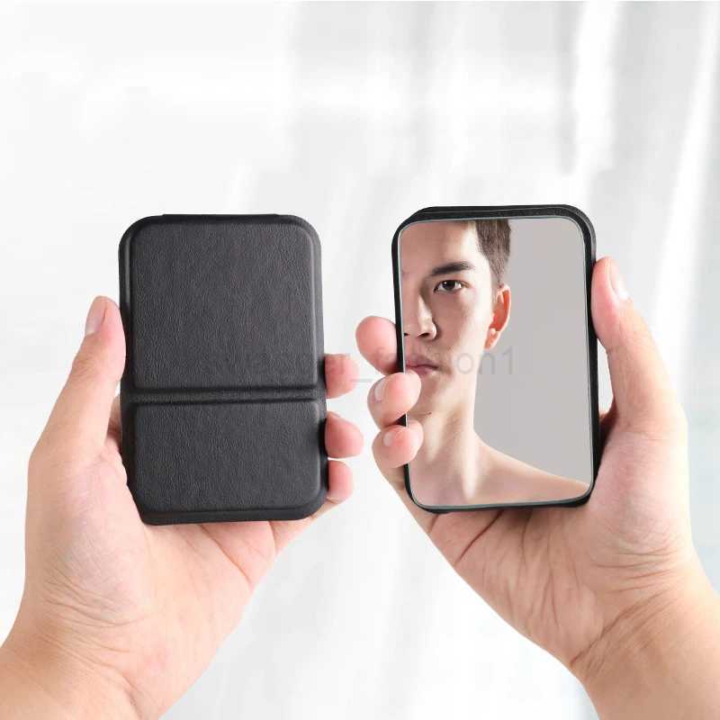 Mini Folding Portable Mirror for Women Men High-quality Portable PU Leather Small Mirror Solid Color Makeup MirrorXJ240813