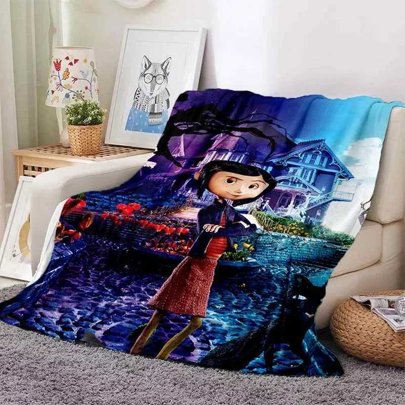 3D Print C-Coraline Animate Movie BlanketWarm and Soft Blanket For Couch Sofa Office Home Travel Camping Birthday GiftXJ240813
