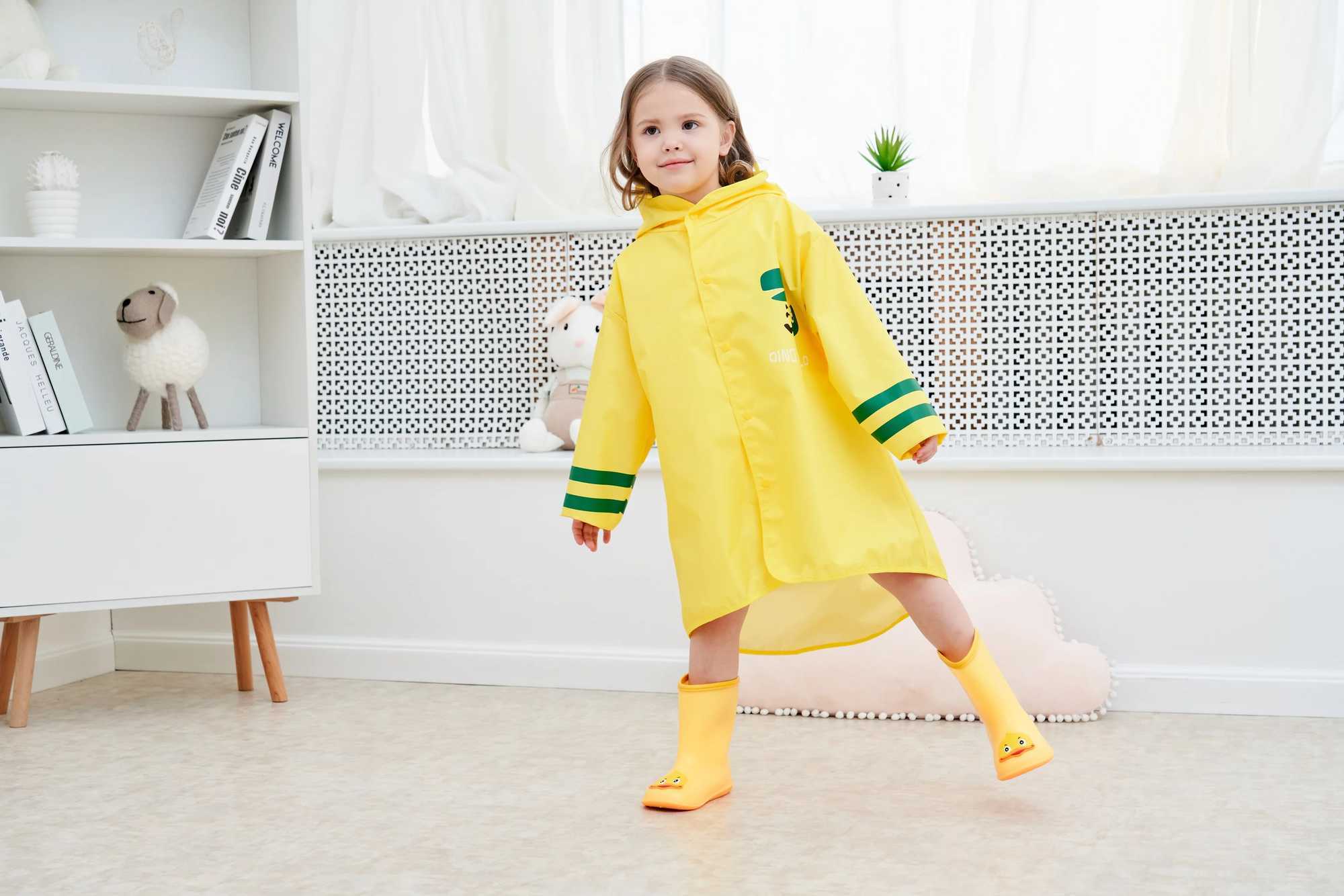 Kids Rain Gear Ultra-light Waterproof Children Strap suspender pants and poncho Y240810