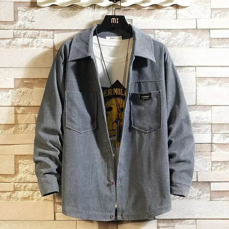 Autumn fashion mens denim work jacket loose fit classic top student casual clothing regular length 240812
