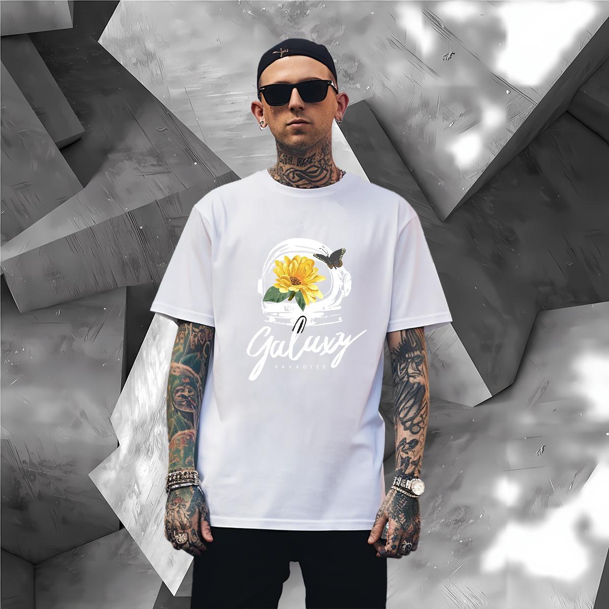 Cool flower T Shirts Men Daily Outfit Mens Tshirts 230g Cotton Designer Breathable Short Sleeve Skull Tees Shirts