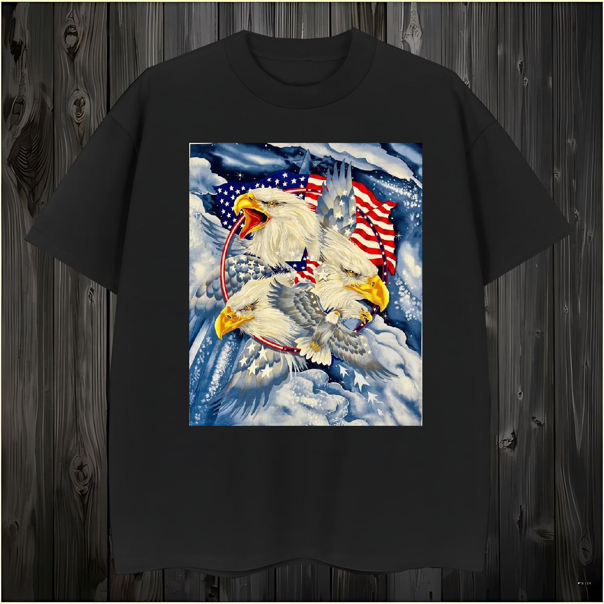 Men T Shirts 230g 100% Cotton eagle Casual Daily Wear Breathable Short Sleeve Cartoon Printing L-4XL Men Clothes T-Shirt Classic Comfortable Tshirts